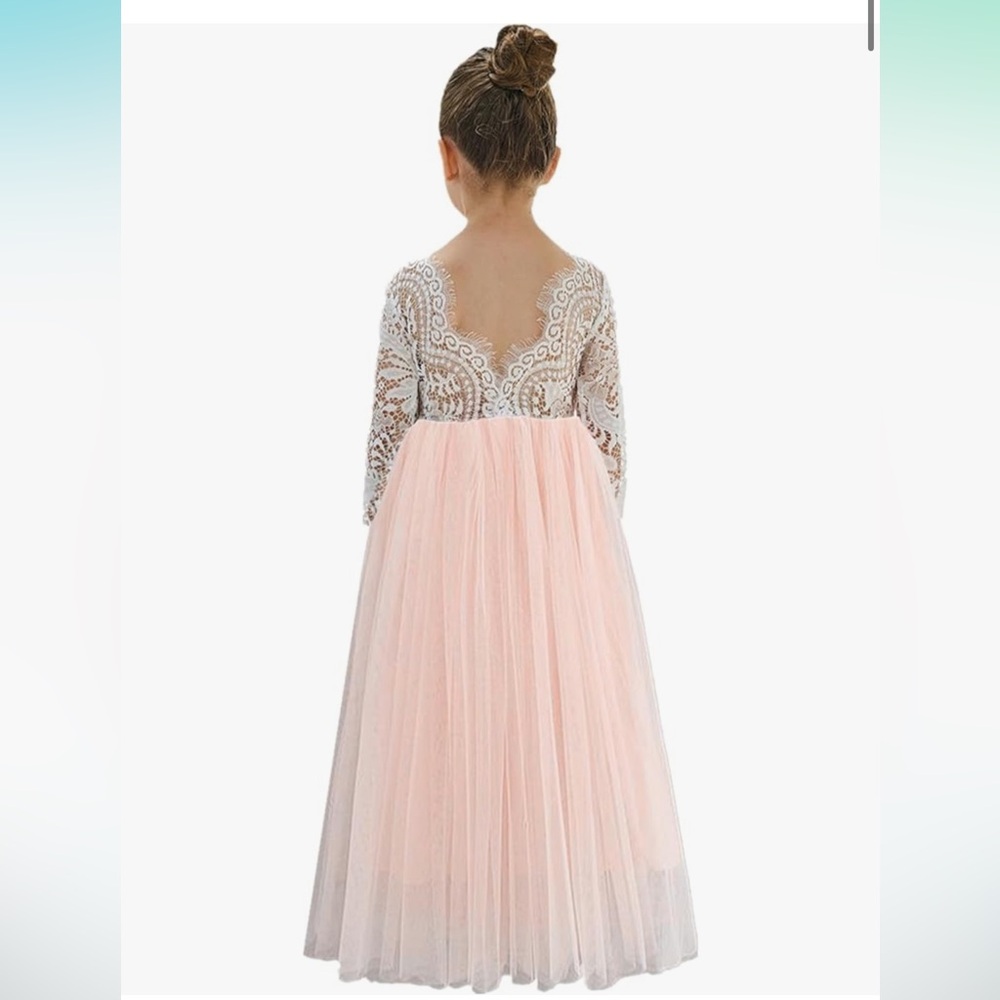 Lace Back A-Line Straight Tutu Tulle Party Flower Girl Dress